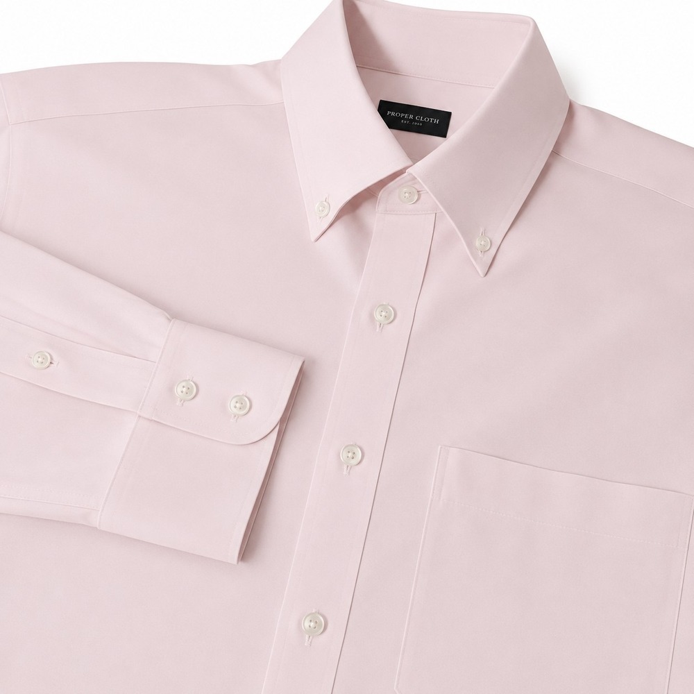 Proper Cloth Oxford Dress Shirt Men 17.5 32 2XL  PINK 120's TWILL Button L/S EUC